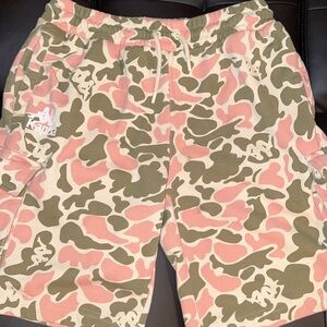 Kappa Pink and Green Camouflage Cargo Shorts